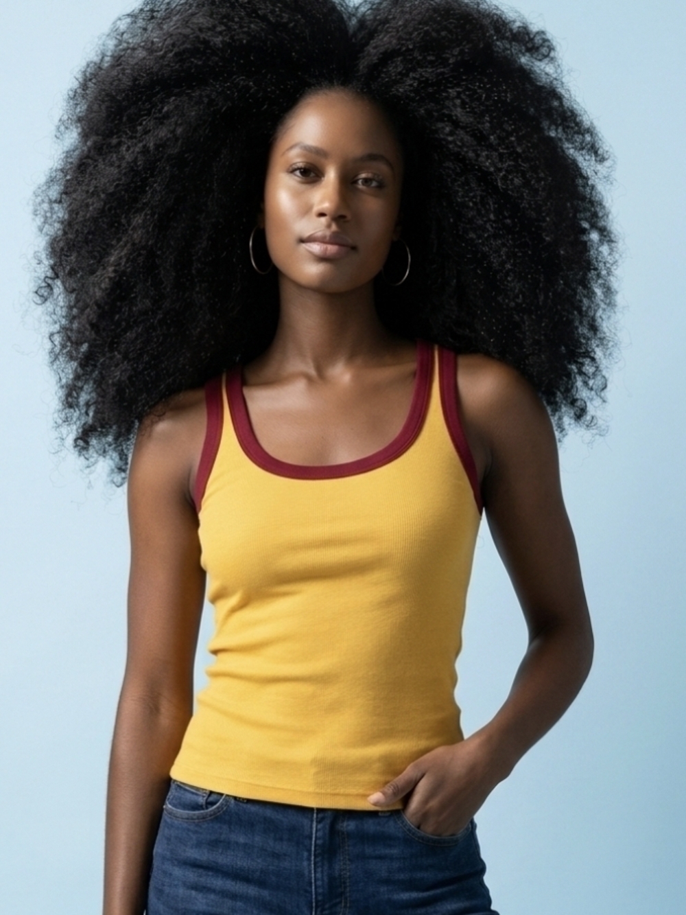 Mustard Yellow Tank Top with Maroon Trim